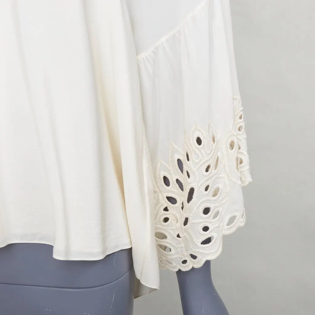 Chloé Eyelet Trim Blouse Ecru Silk Good - Back View