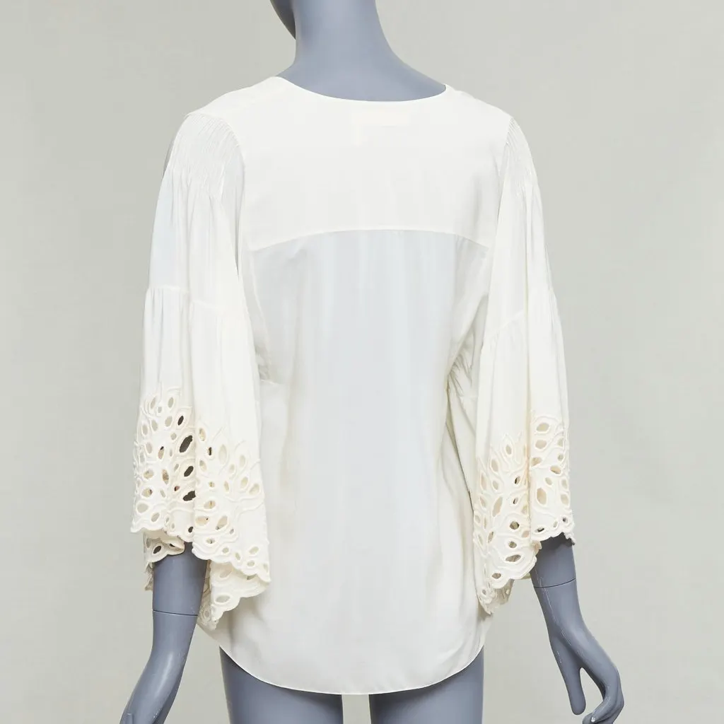 Chloé Eyelet Trim Blouse Ecru Silk Good - Box View