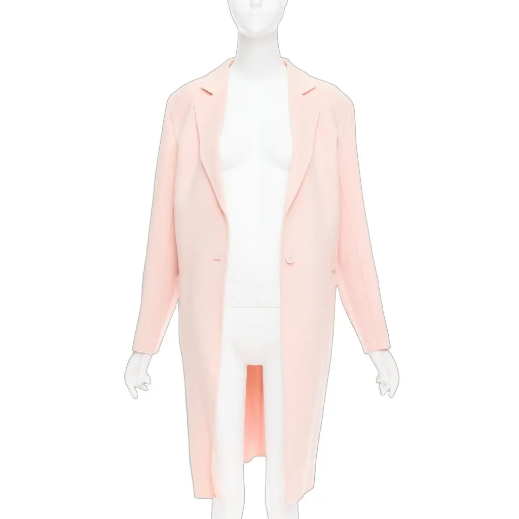 Sandro Pink Notched Collar Coat Pink Wool Very good - Front View