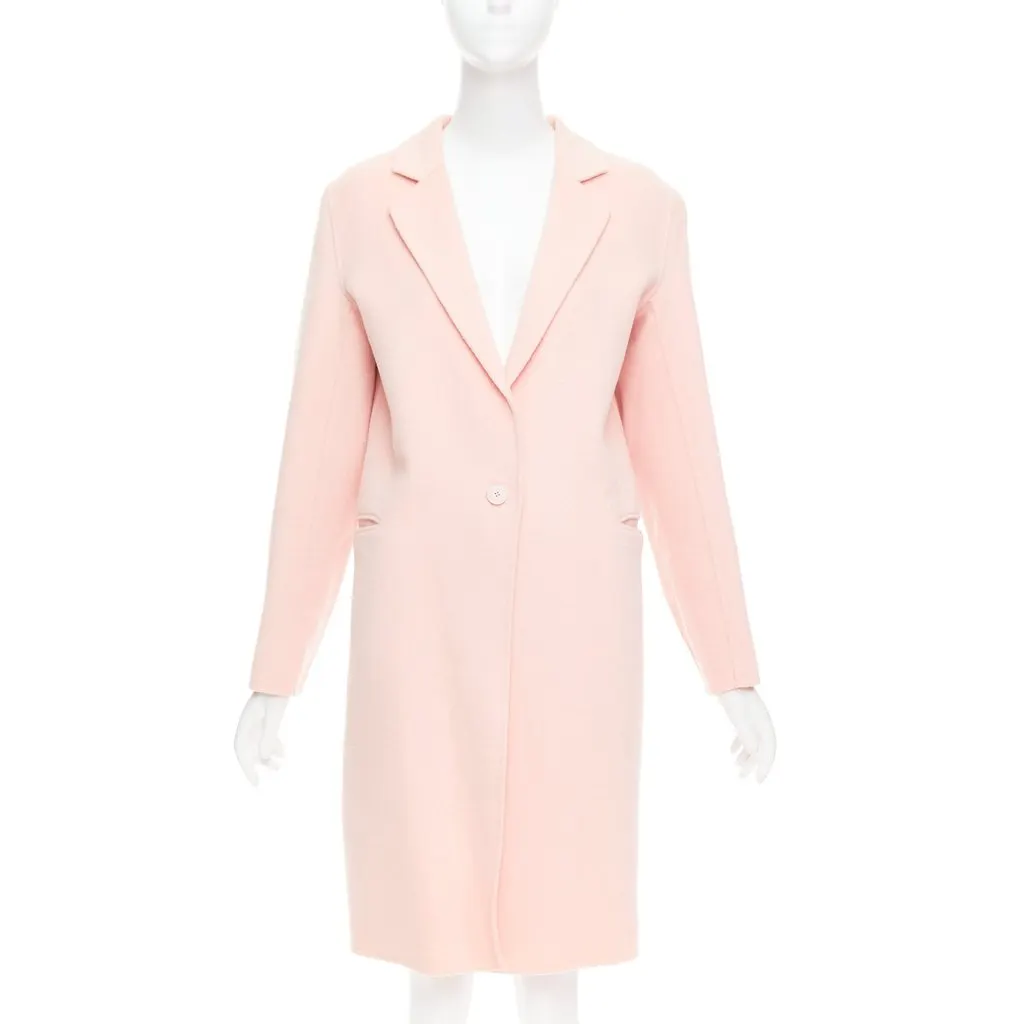 Sandro Pink Notched Collar Coat Pink Wool Very good - Back View