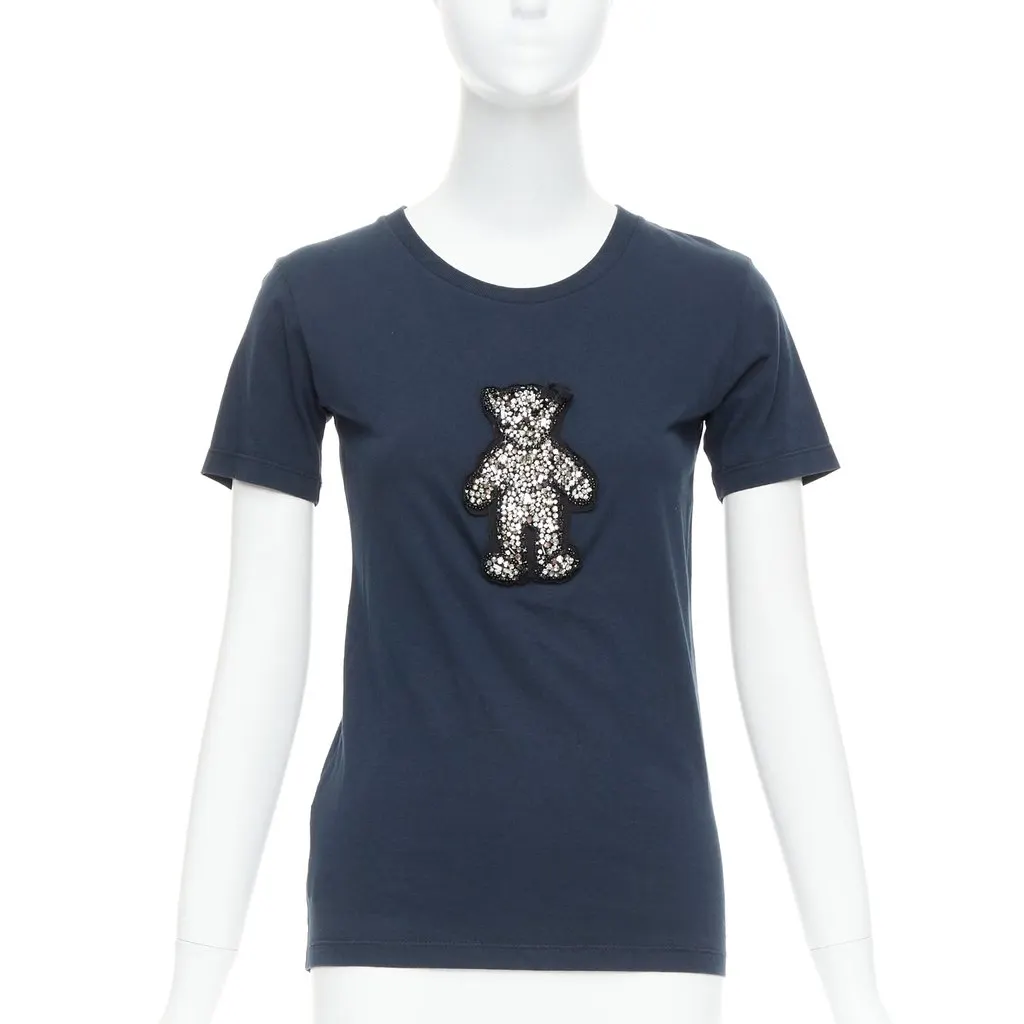 Prada Crystal Bear Tee Black Cotton Good - Front View