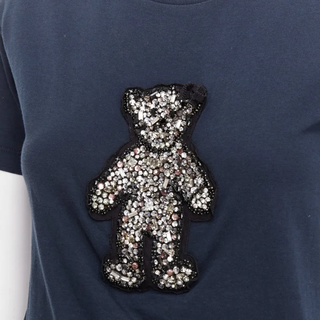 Prada Crystal Bear Tee Black Cotton Good - Back View