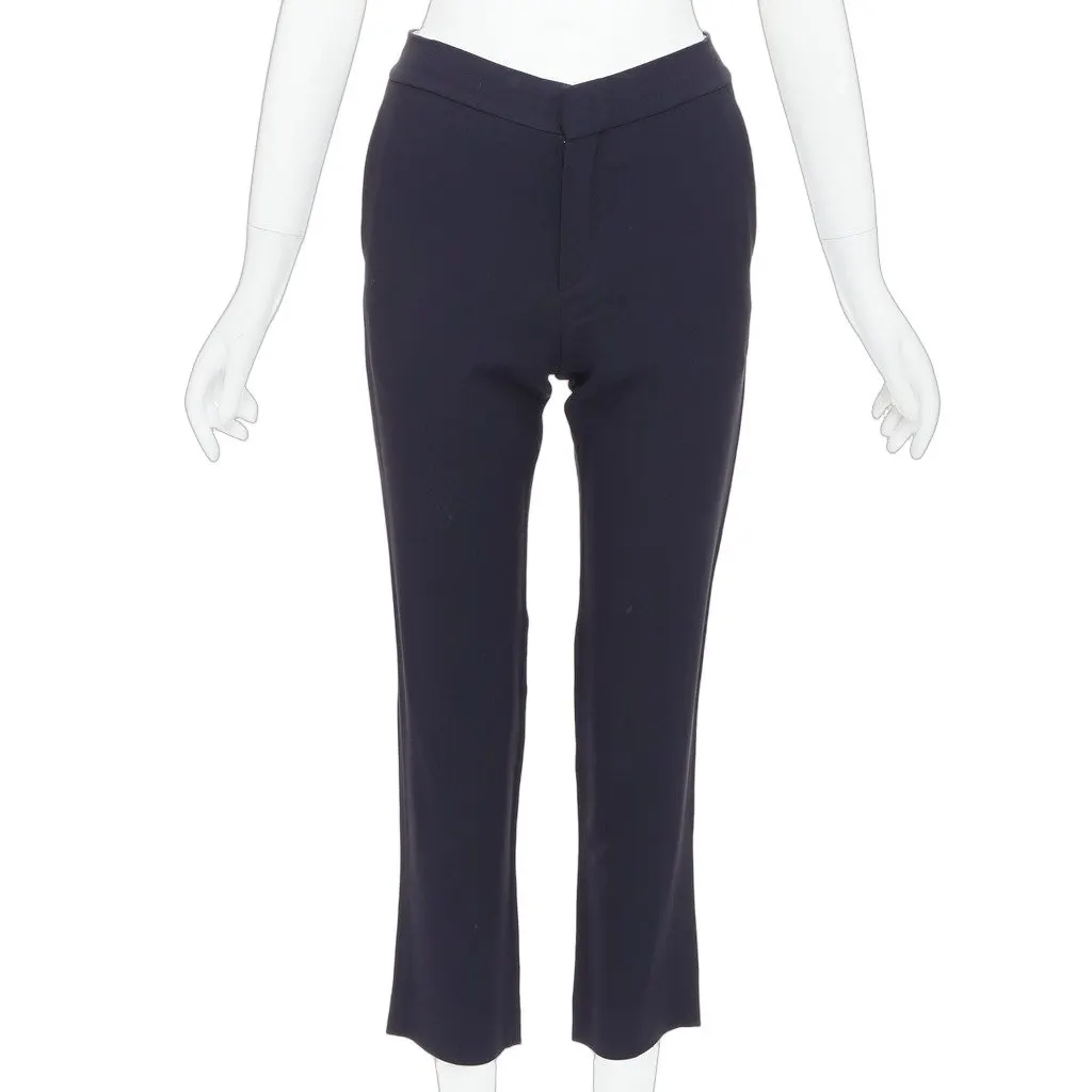 Chloé Darts Flare Pants Navy Acetate Good - Front View