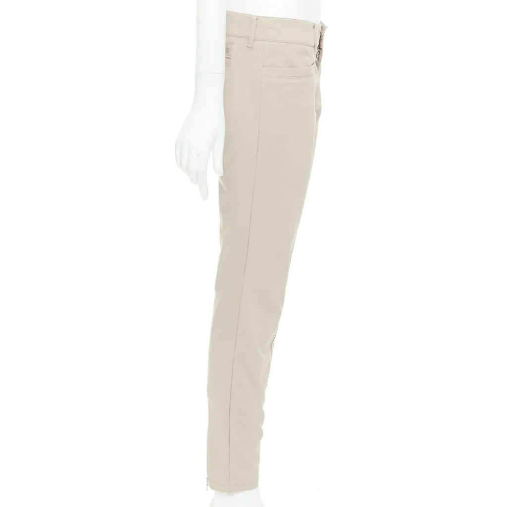 Prada Low Waist Pants Beige Cotton Very good - Model View