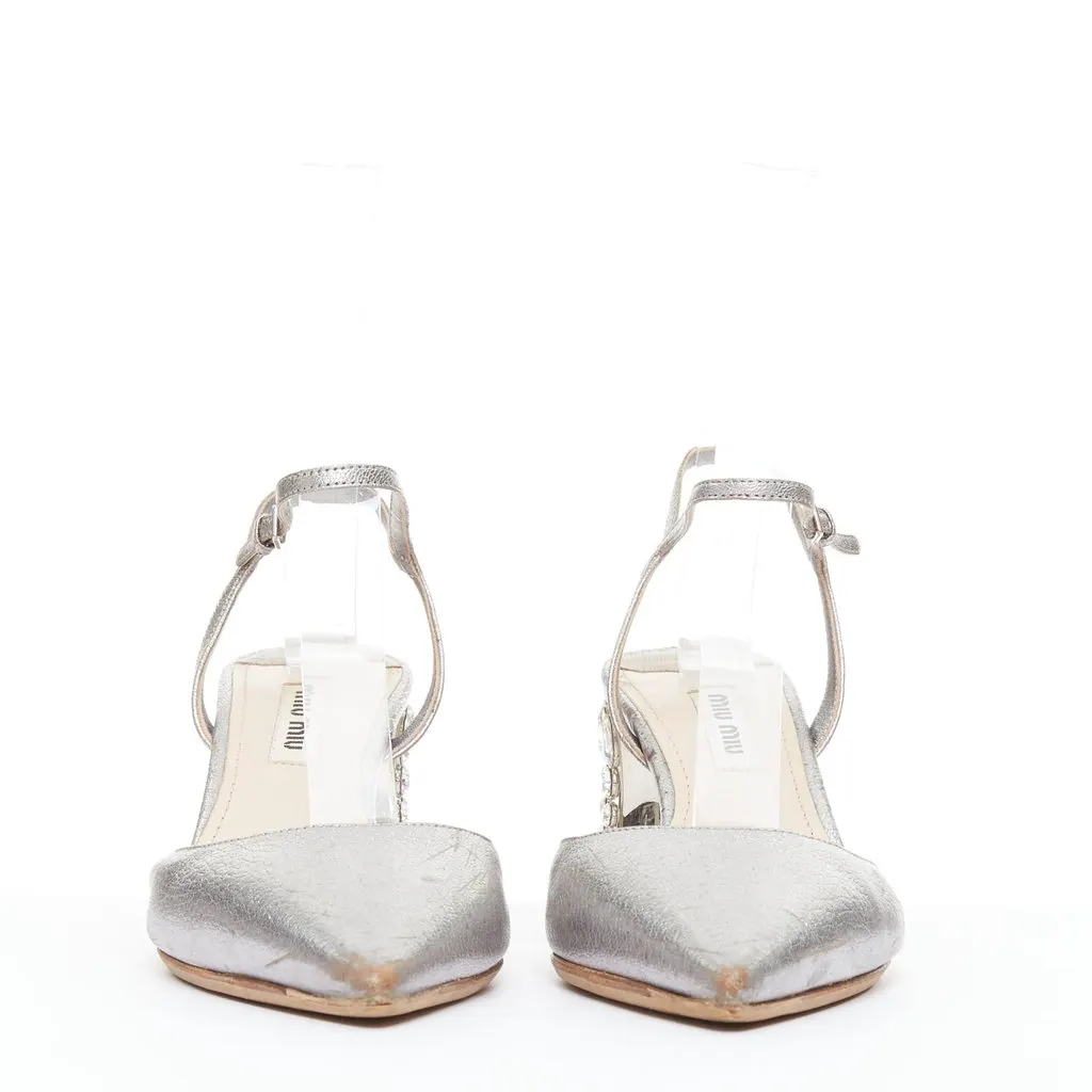 Miu Miu Silver Leather Heels Silver Leather Fair - Inside View