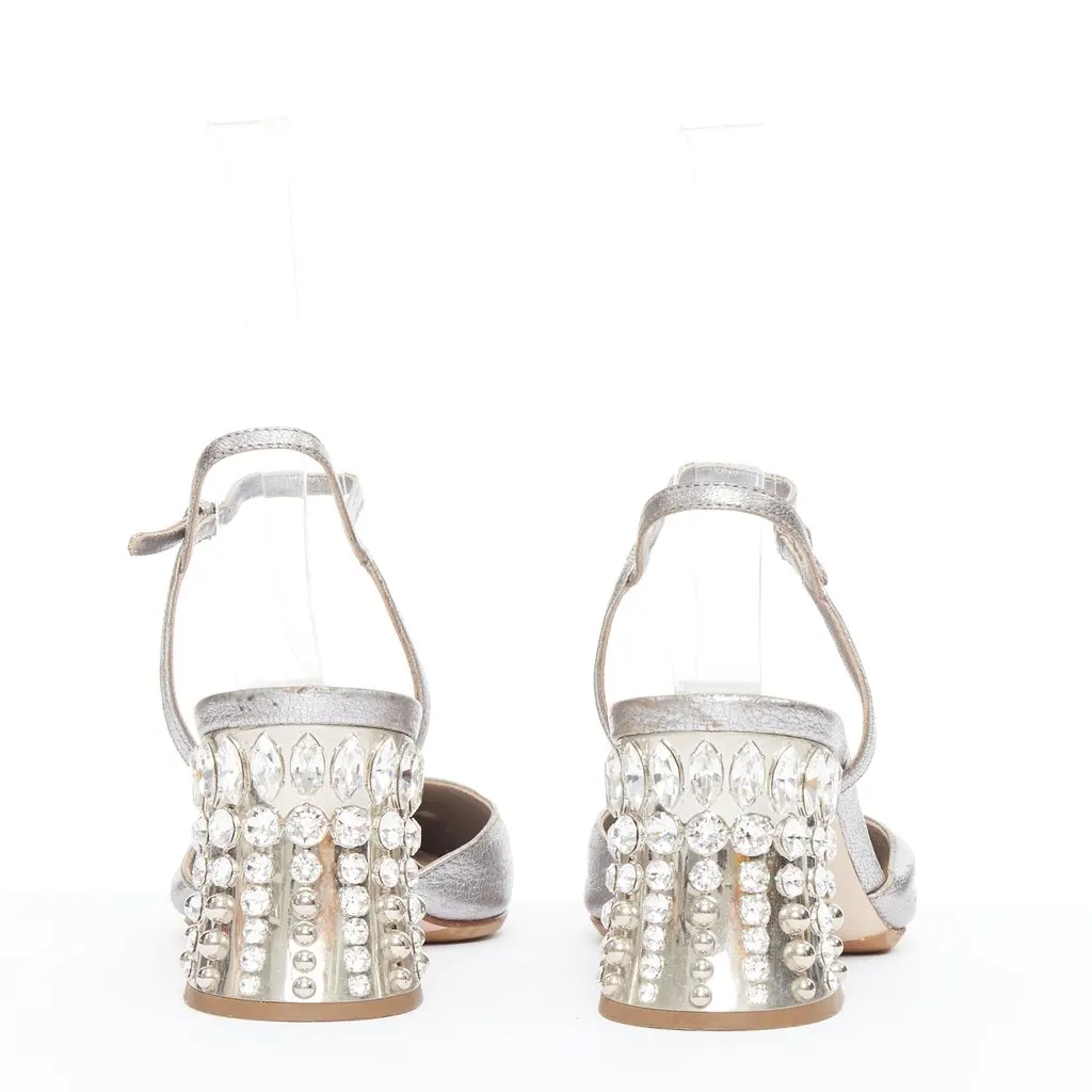Miu Miu Silver Leather Heels Silver Leather Fair - Box View