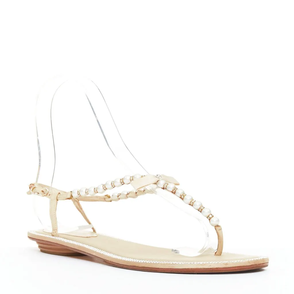René Caovilla Beige Polyester Sandals Beige Polyester Good - Inside View