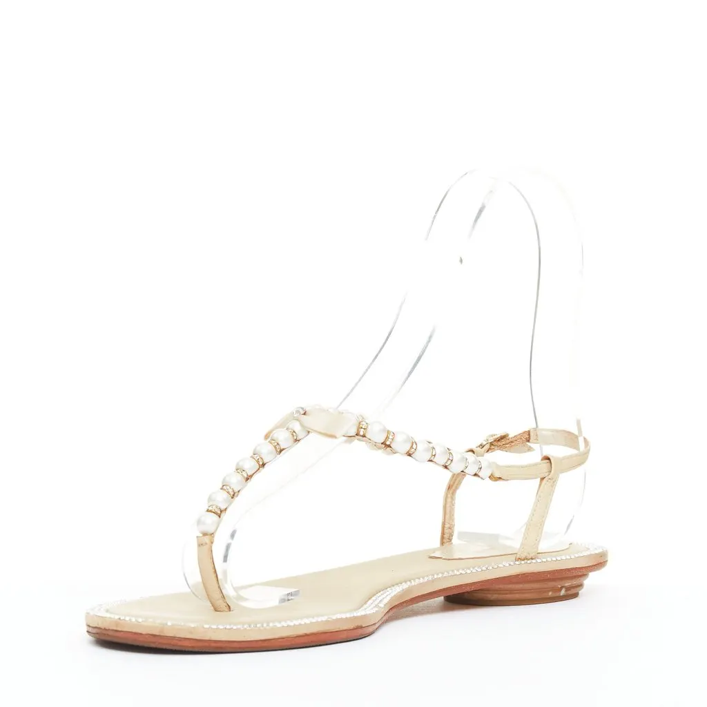 René Caovilla Beige Polyester Sandals Beige Polyester Good - Model View