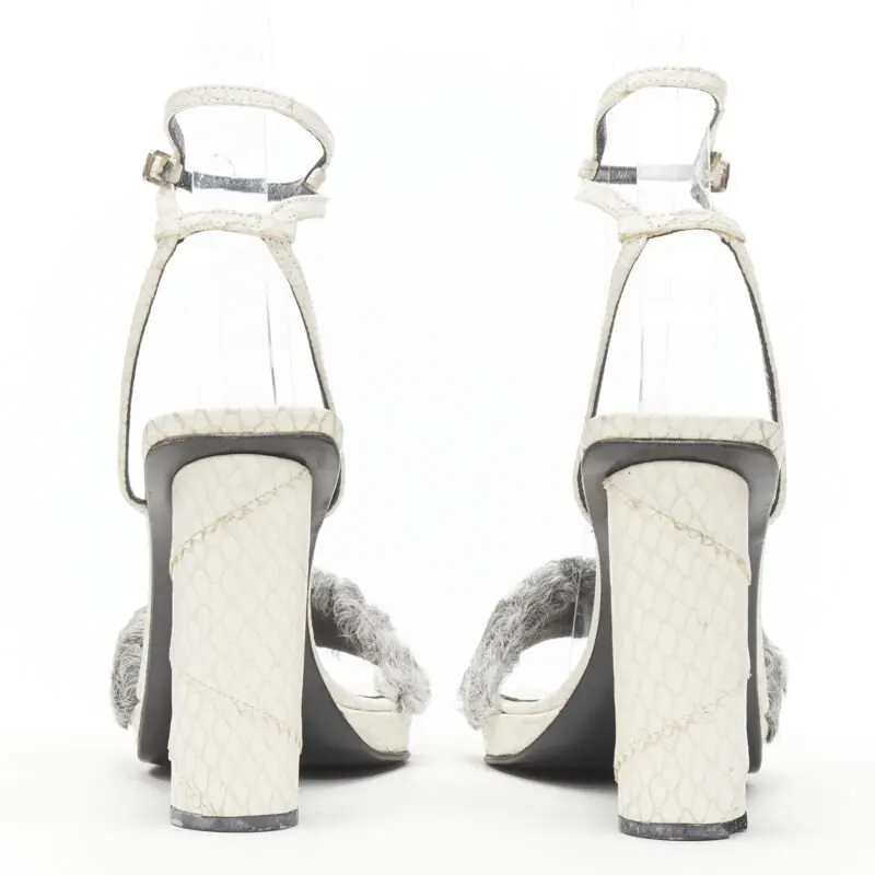 Gianni Versace Shearling Cone Sandals White Leather Very good - Box View