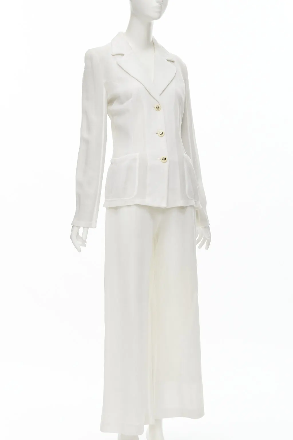 Unsigned White Logo Pantsuit White Polyester Good - Inside View