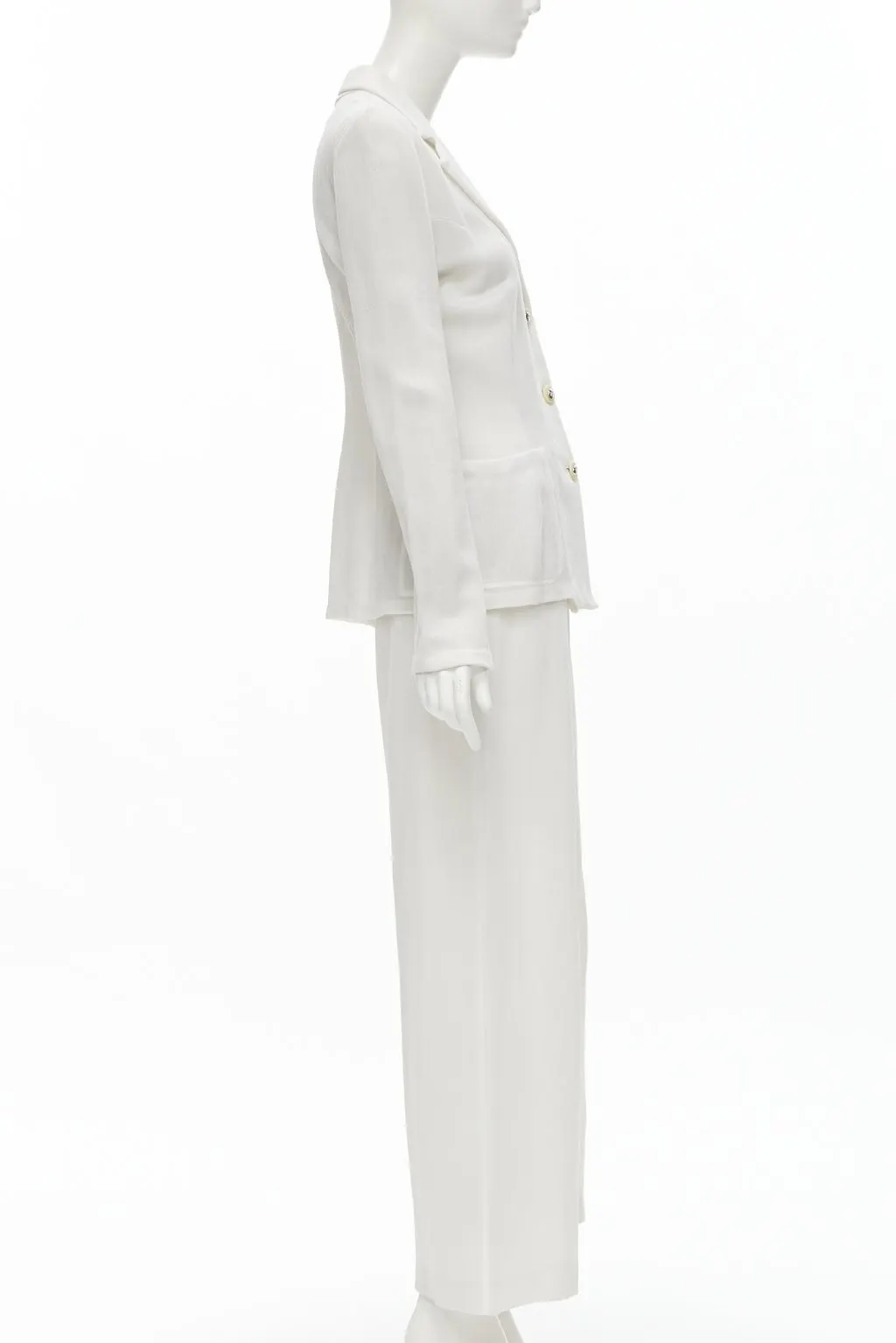 Unsigned White Logo Pantsuit White Polyester Good - Model View
