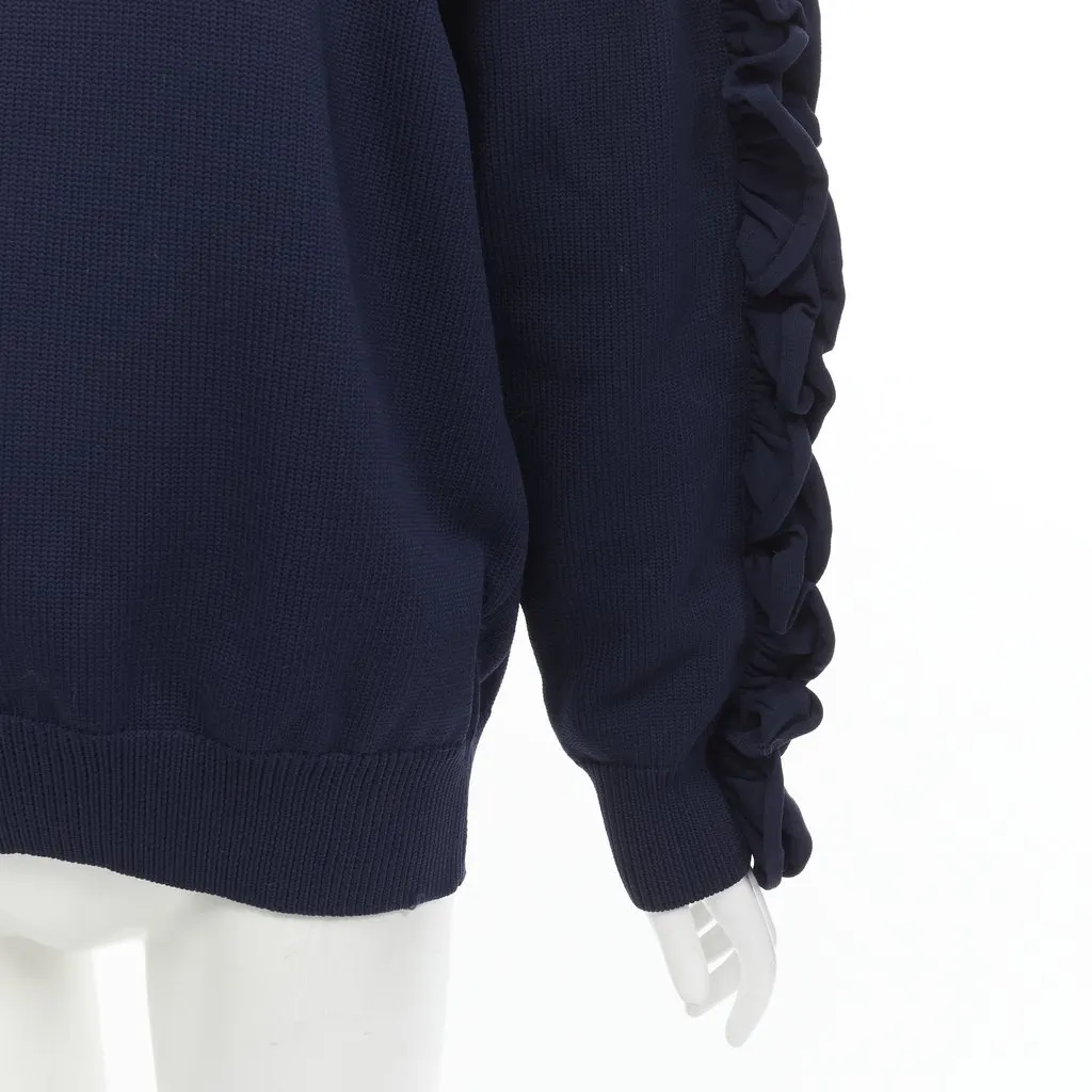 VICTORIA, VICTORIA BECKHAM Ruffle Sleeve Sweatshirt Blue Polyamide Never worn - Back View