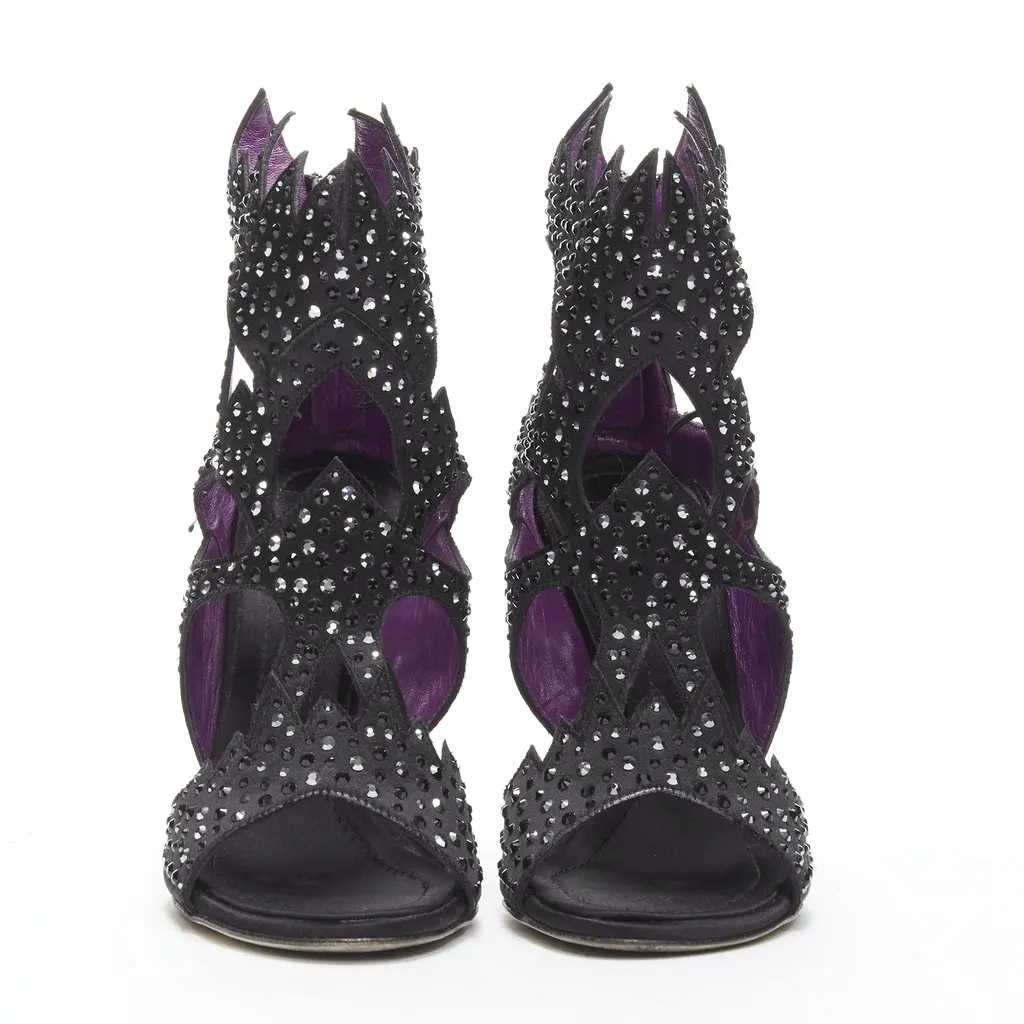 Giuseppe Zanotti Cutout Crystal Sandals Black Polyester Never worn - Inside View
