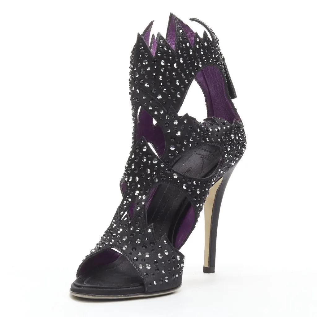 Giuseppe Zanotti Cutout Crystal Sandals Black Polyester Never worn - Model View