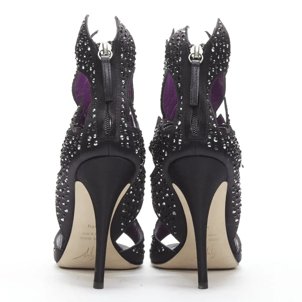 Giuseppe Zanotti Cutout Crystal Sandals Black Polyester Never worn - Box View