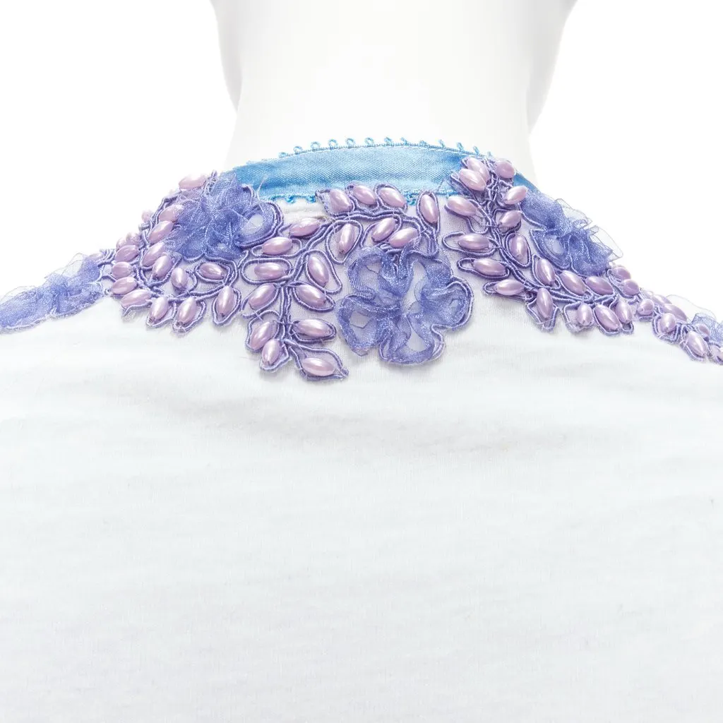 Unsigned Embellishment Cardigan Blue Cotton Fair - Back View