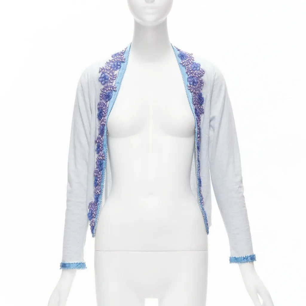 Unsigned Embellishment Cardigan Blue Cotton Fair - Inside View