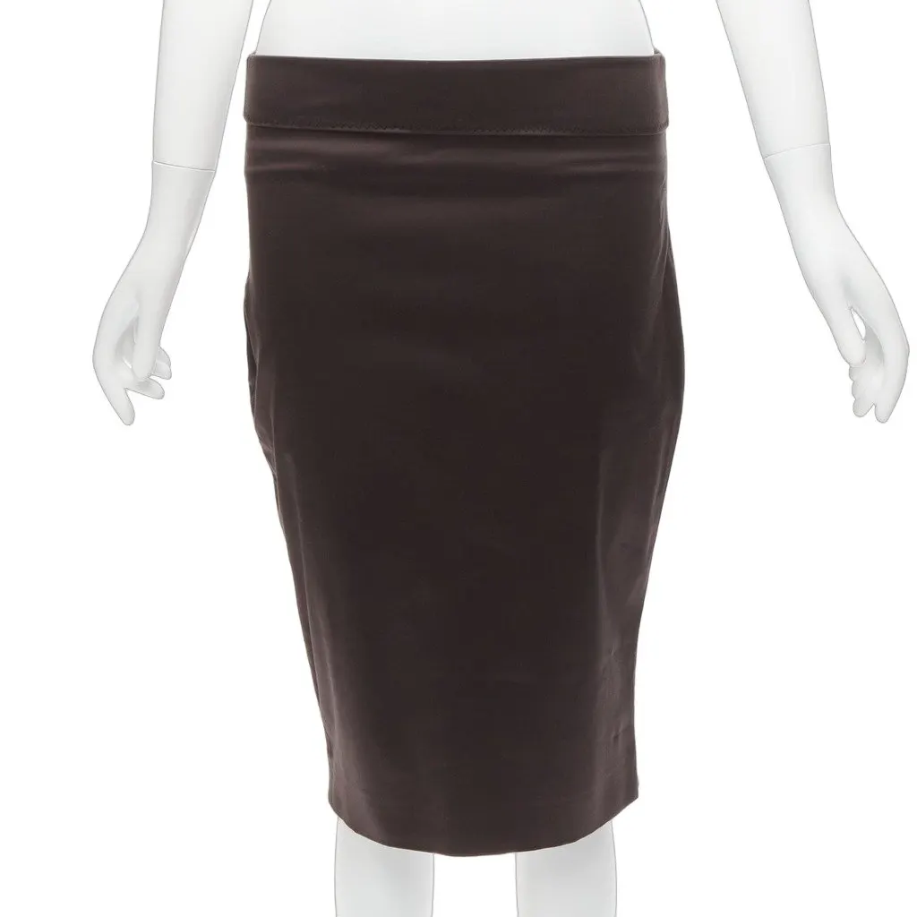 Gucci Zigzag Pencil Skirt Brown Cotton Very good - Front View