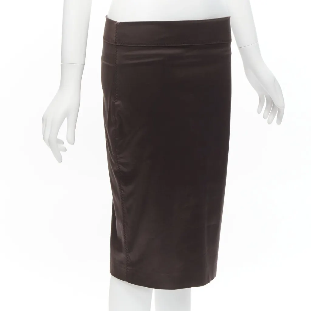Gucci Zigzag Pencil Skirt Brown Cotton Very good - Inside View