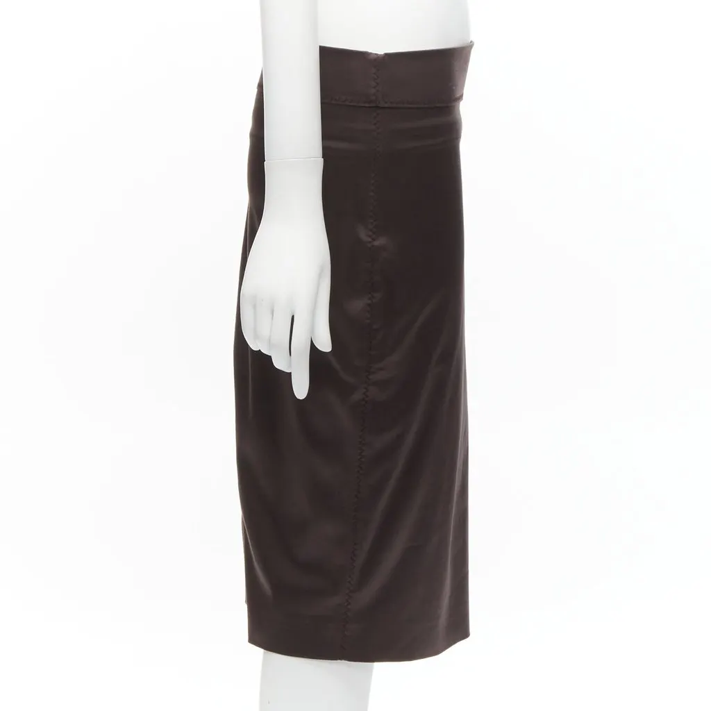 Gucci Zigzag Pencil Skirt Brown Cotton Very good - Model View