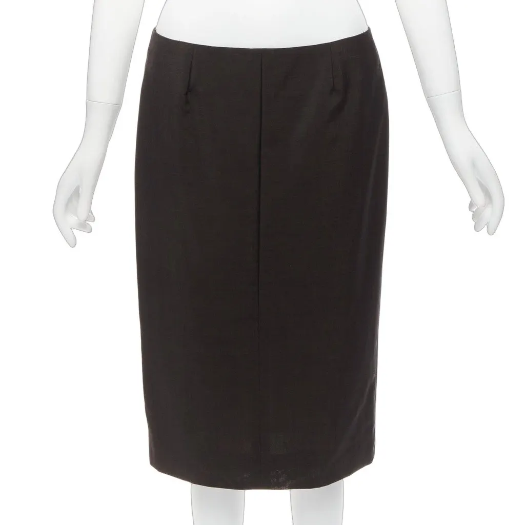 Gucci Wool Pencil Skirt Brown Wool Never worn - Front View