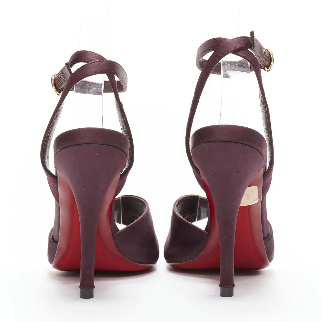 Saint Laurent Red Sole Sandals Purple Satin Good - Box View