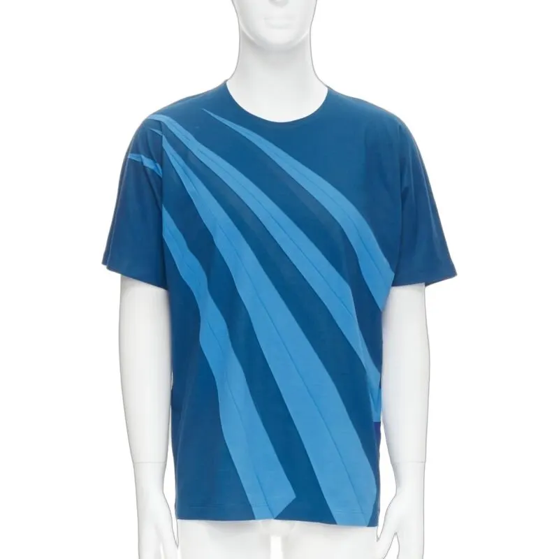 Issey Miyake Graphic Print Shirt Blue Cotton Very good - Front View