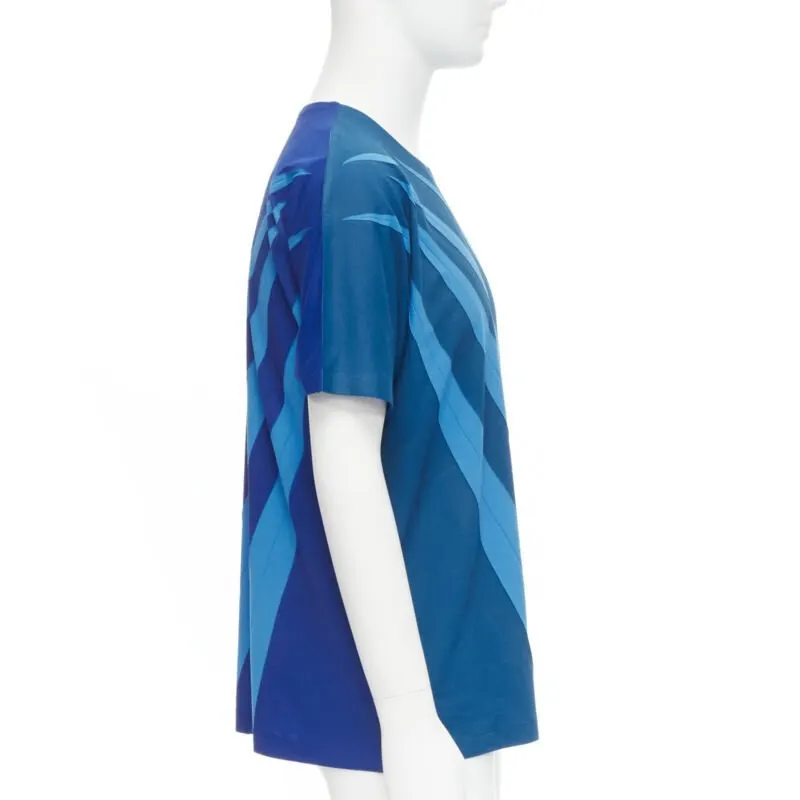 Issey Miyake Graphic Print Shirt Blue Cotton Very good - Model View