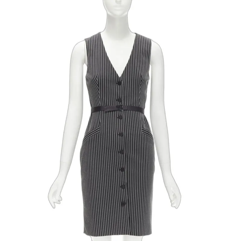 Diane von Furstenberg Pinstripes Dress Black Polyamide Never worn - Front View