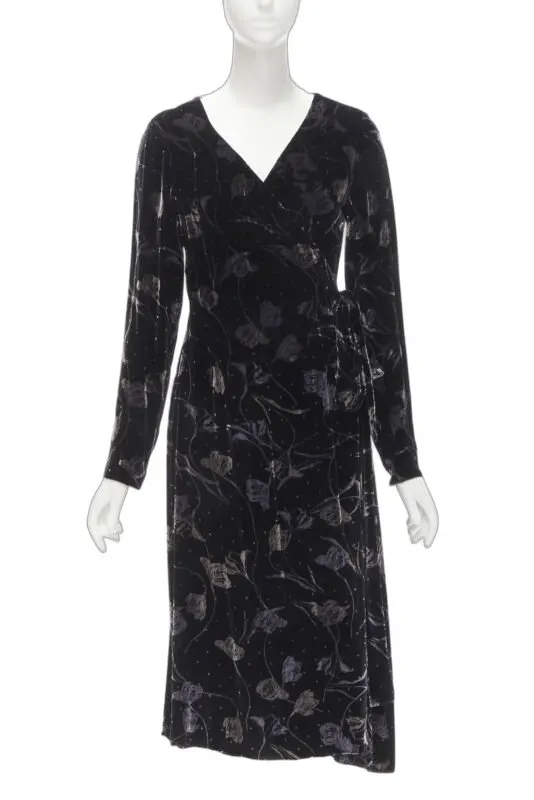 Diane von Furstenberg Velvet Wrap Dress Black Velvet Never worn - Front View