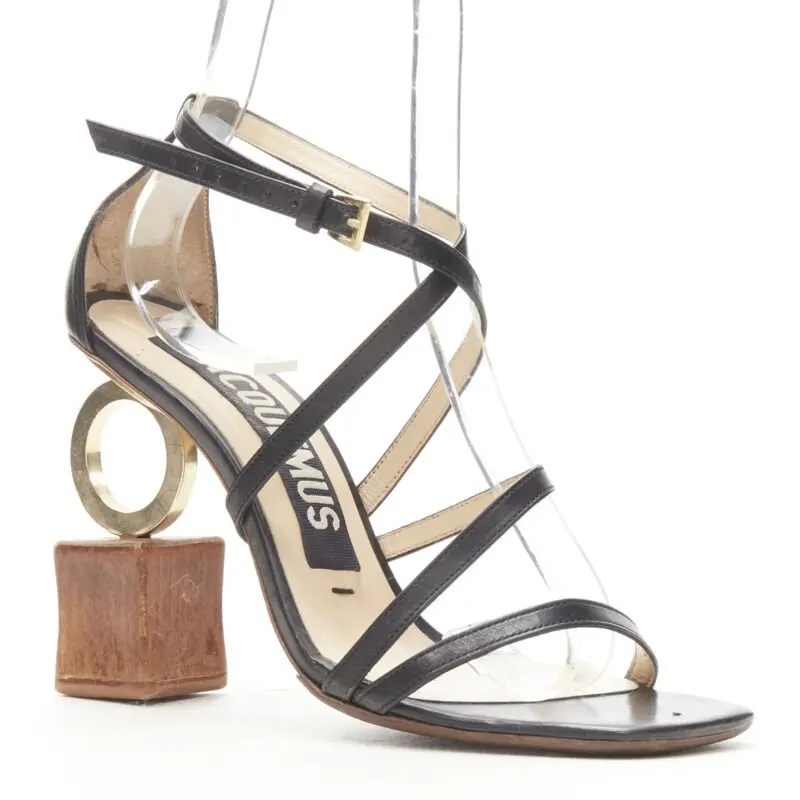 Jacquemus Wood Block Heels Black Leather Very good - Back View