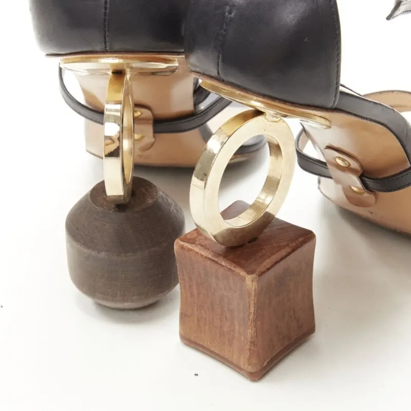 Jacquemus Wood Block Heels Black Leather Very good - Box View