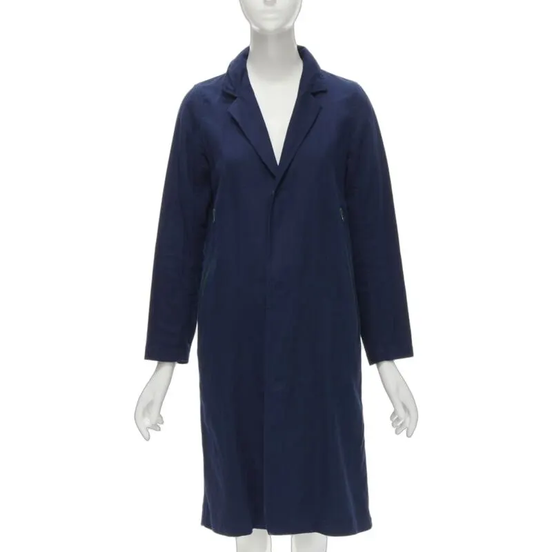 Zucca Navy Linen Overcoat Navy Cotton Never worn - Front View