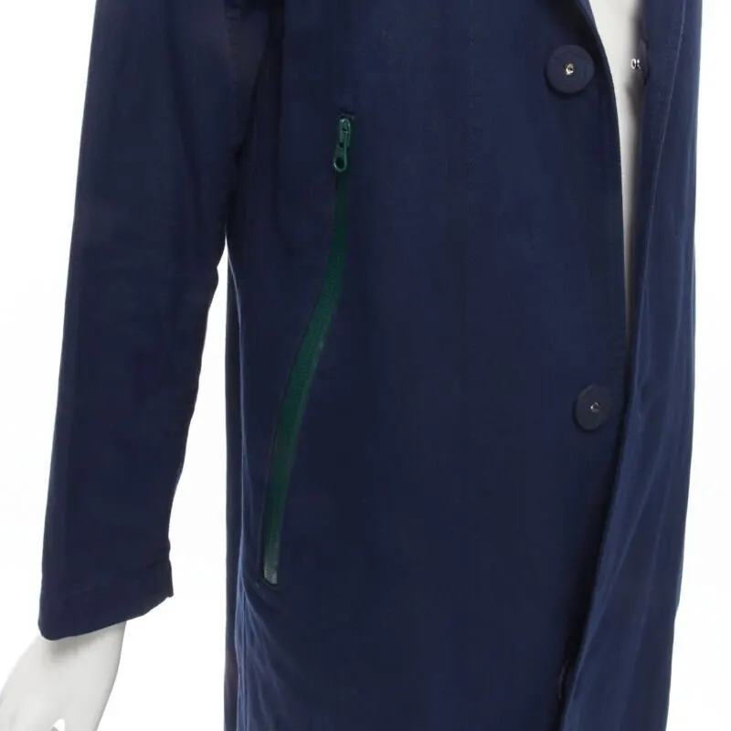 Zucca Navy Linen Overcoat Navy Cotton Never worn - Back View