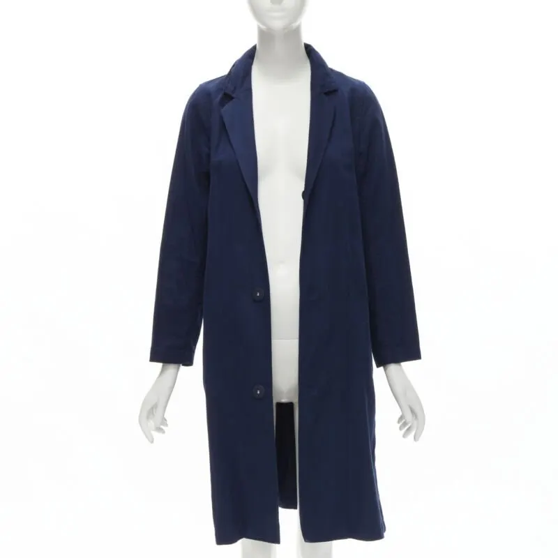 Zucca Navy Linen Overcoat Navy Cotton Never worn - Inside View