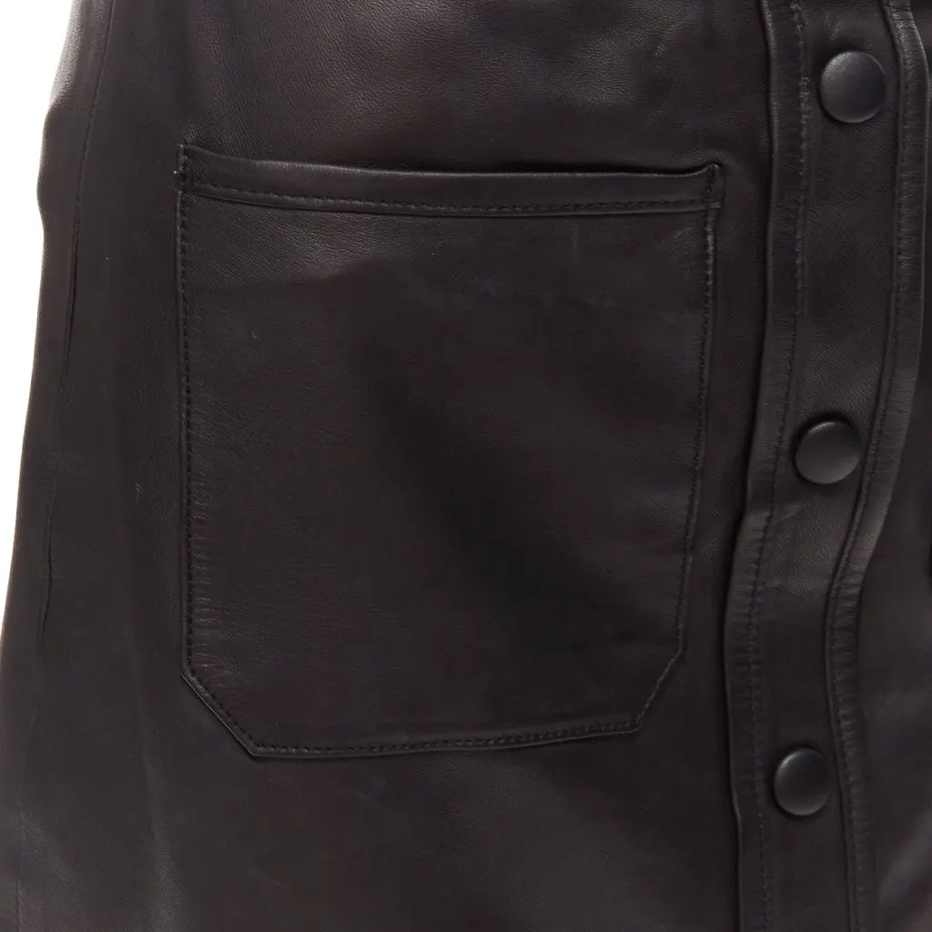 Frame Leather Pocket Skirt Black Leather Good - Back View
