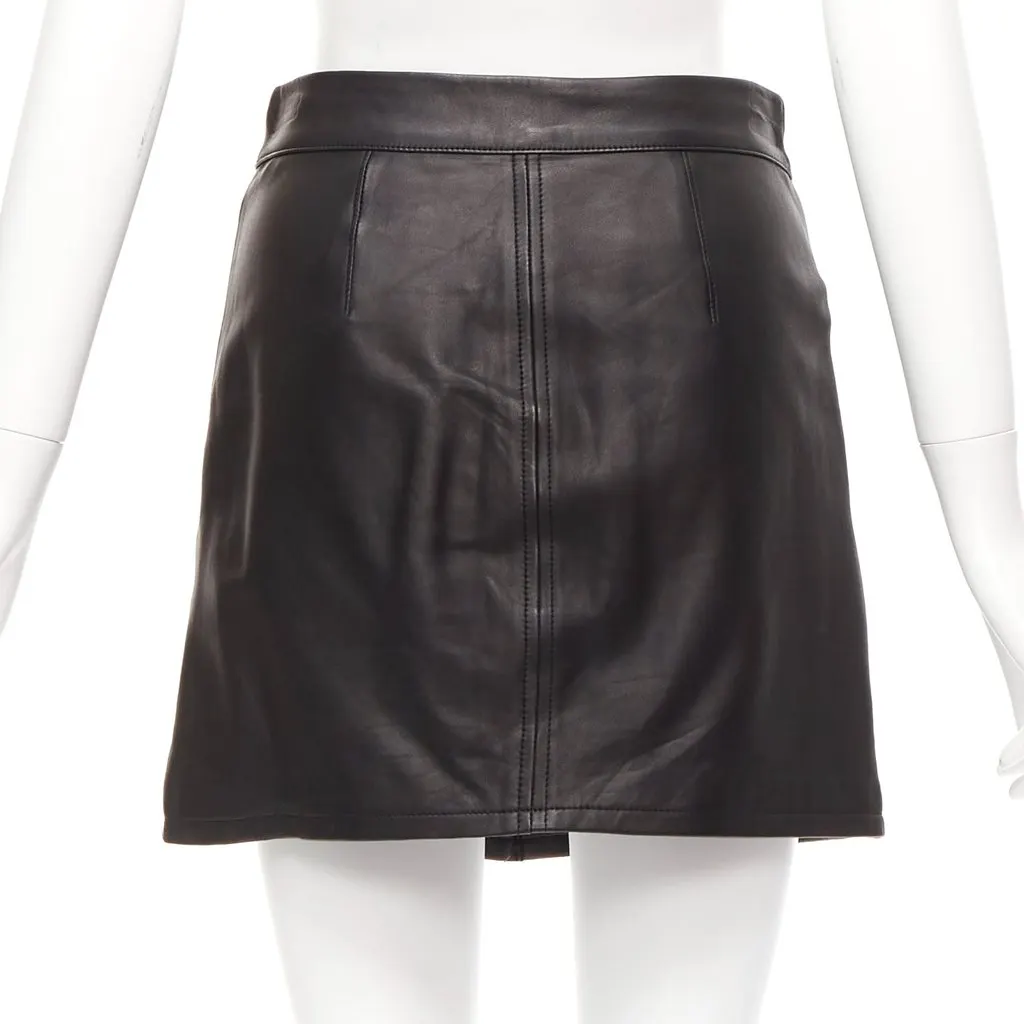 Frame Leather Pocket Skirt Black Leather Good - Box View