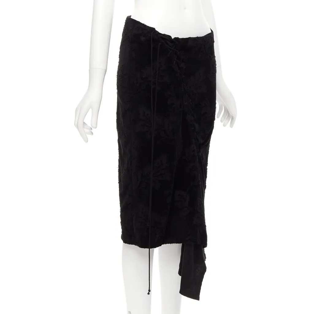 Yohji Yamamoto Velvet Lace Skirt Black Cotton Very good - Inside View