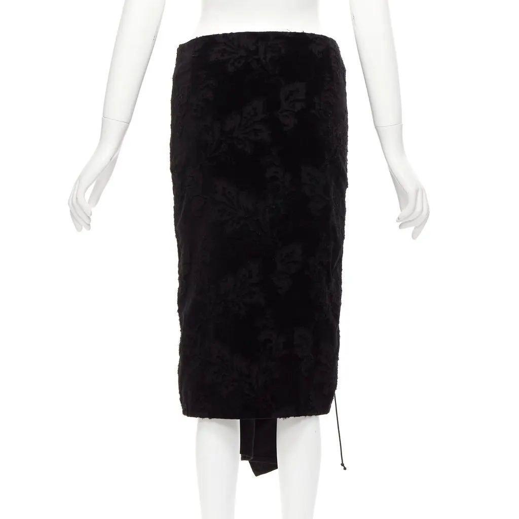 Yohji Yamamoto Velvet Lace Skirt Black Cotton Very good - Box View