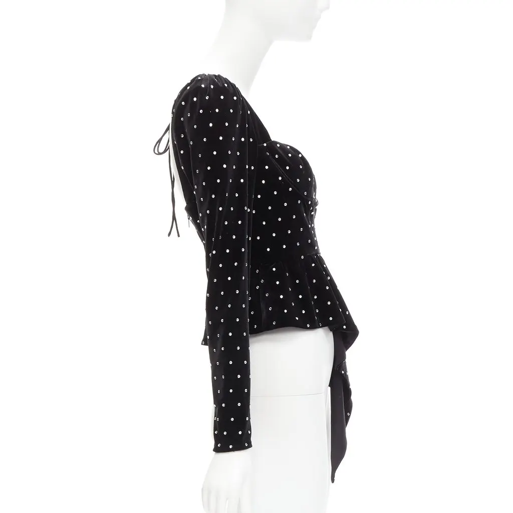 SELF-PORTRAIT Crystal Velvet Top Black Polyester Never worn - Model View