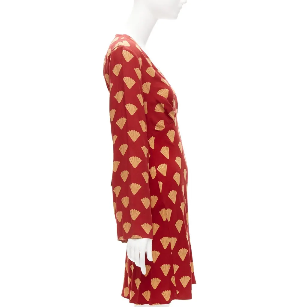 Rixo Fan Print Dress Red Viscose Very good - Inside View