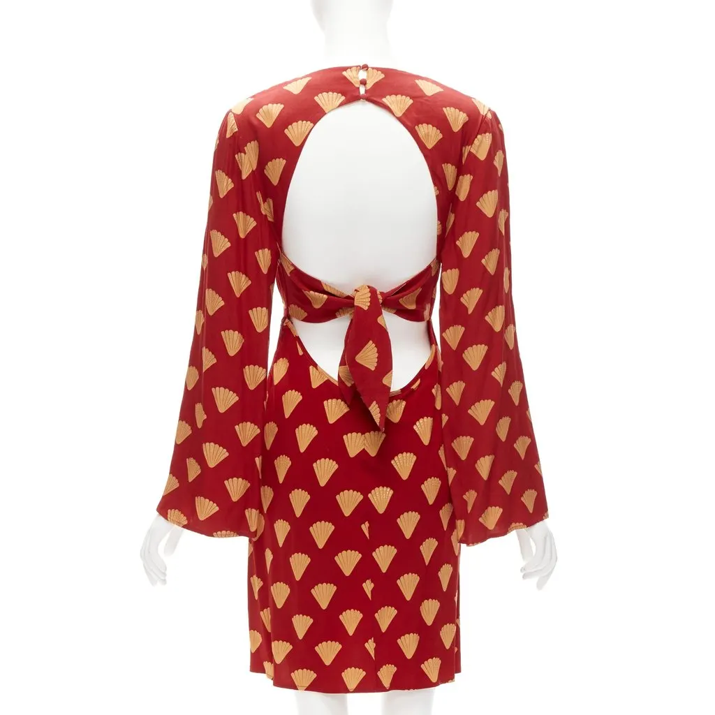 Rixo Fan Print Dress Red Viscose Very good - Box View