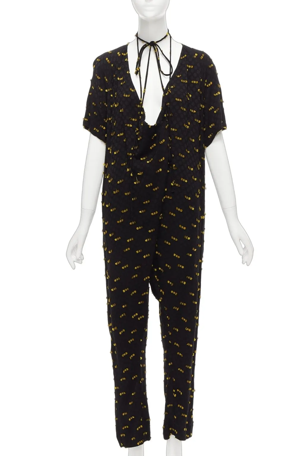 Rachel Comey Frayed Tie Jumpsuit Yellow Viscose Never worn - Front View