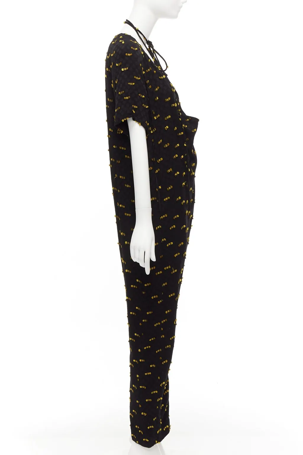 Rachel Comey Frayed Tie Jumpsuit Yellow Viscose Never worn - Model View