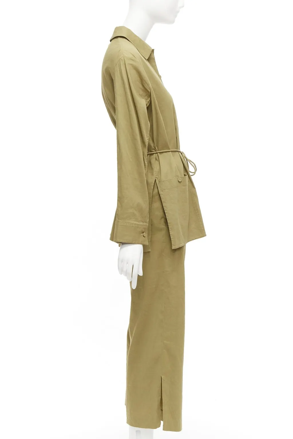 Theory Tie Belt Jacket Set Green Linen Fair - Box View
