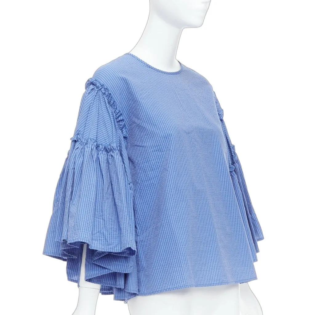 MSGM Striped Flared Top Blue Cotton Never worn - Front View