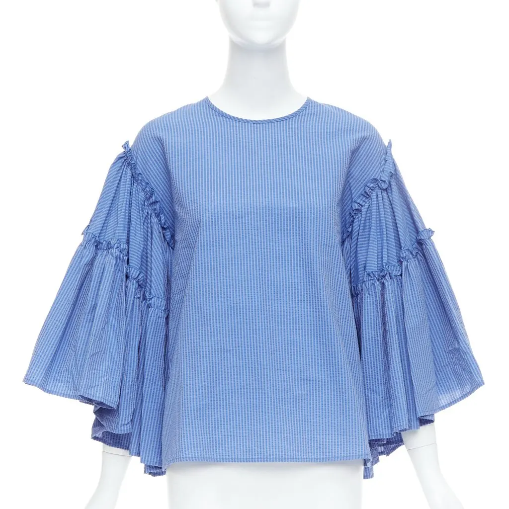 MSGM Striped Flared Top Blue Cotton Never worn - Inside View