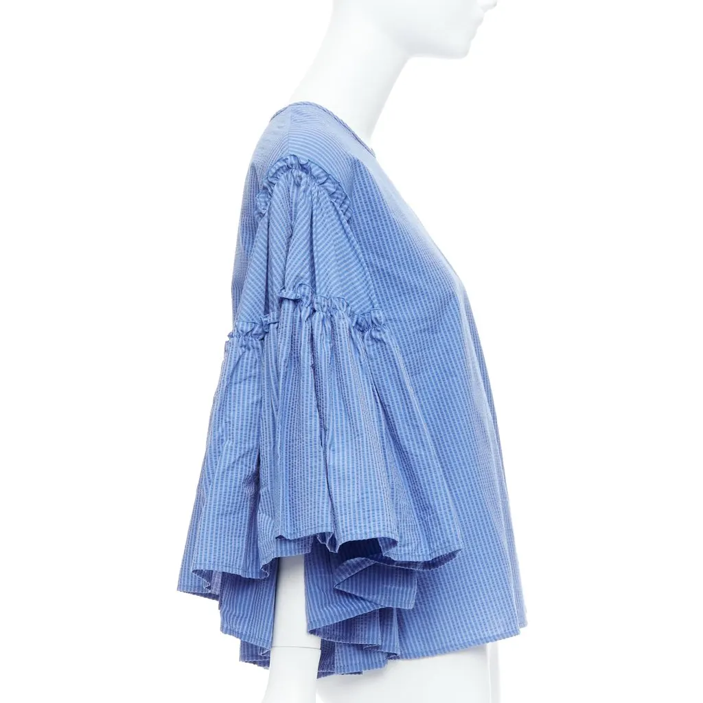 MSGM Striped Flared Top Blue Cotton Never worn - Model View