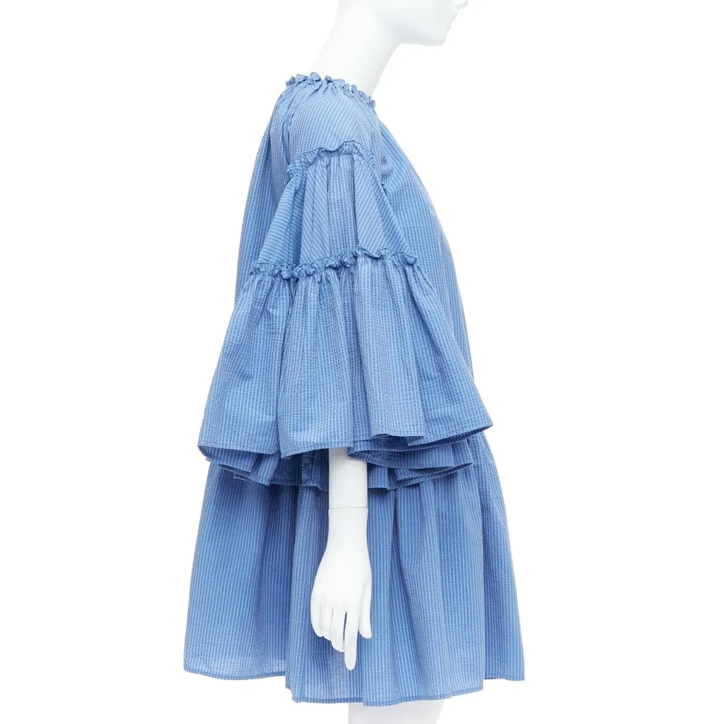 MSGM Drawstring Dress Blue Cotton Very good - Model View
