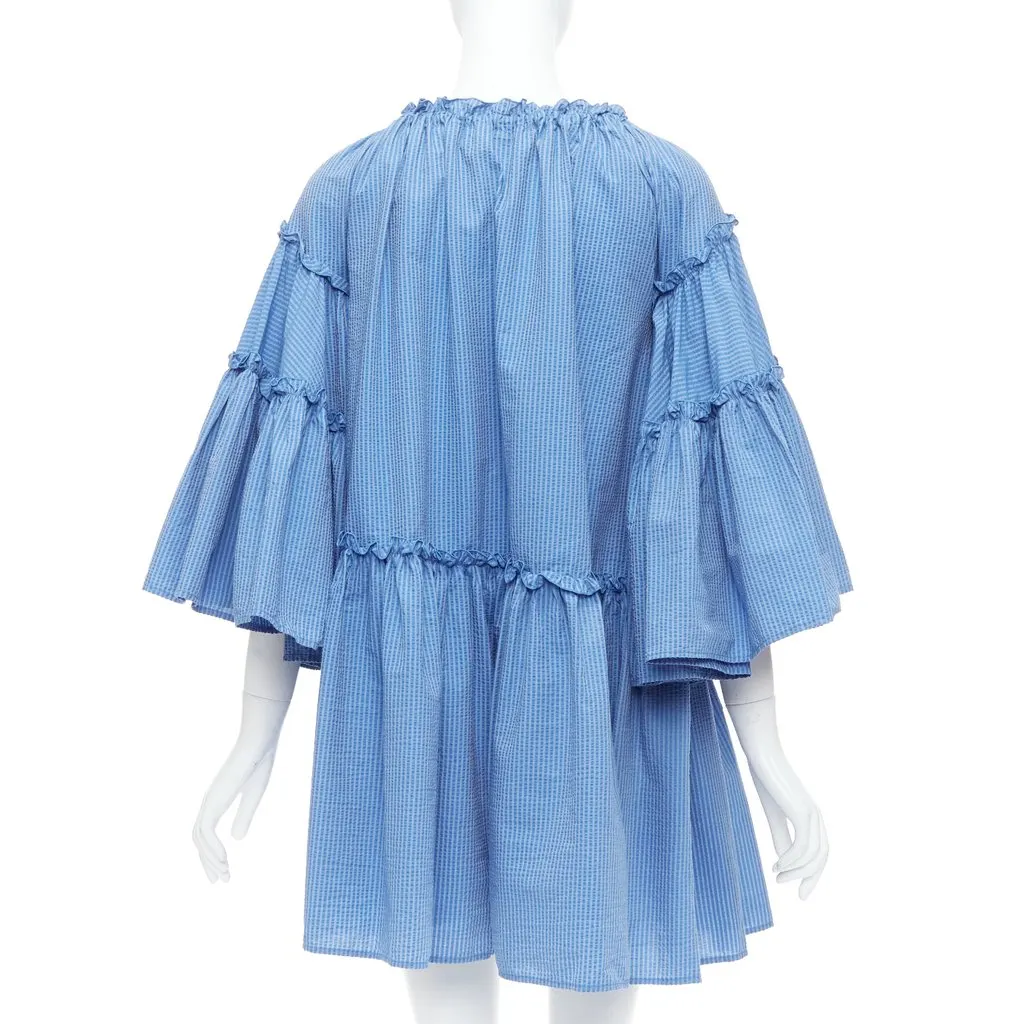 MSGM Drawstring Dress Blue Cotton Very good - Box View